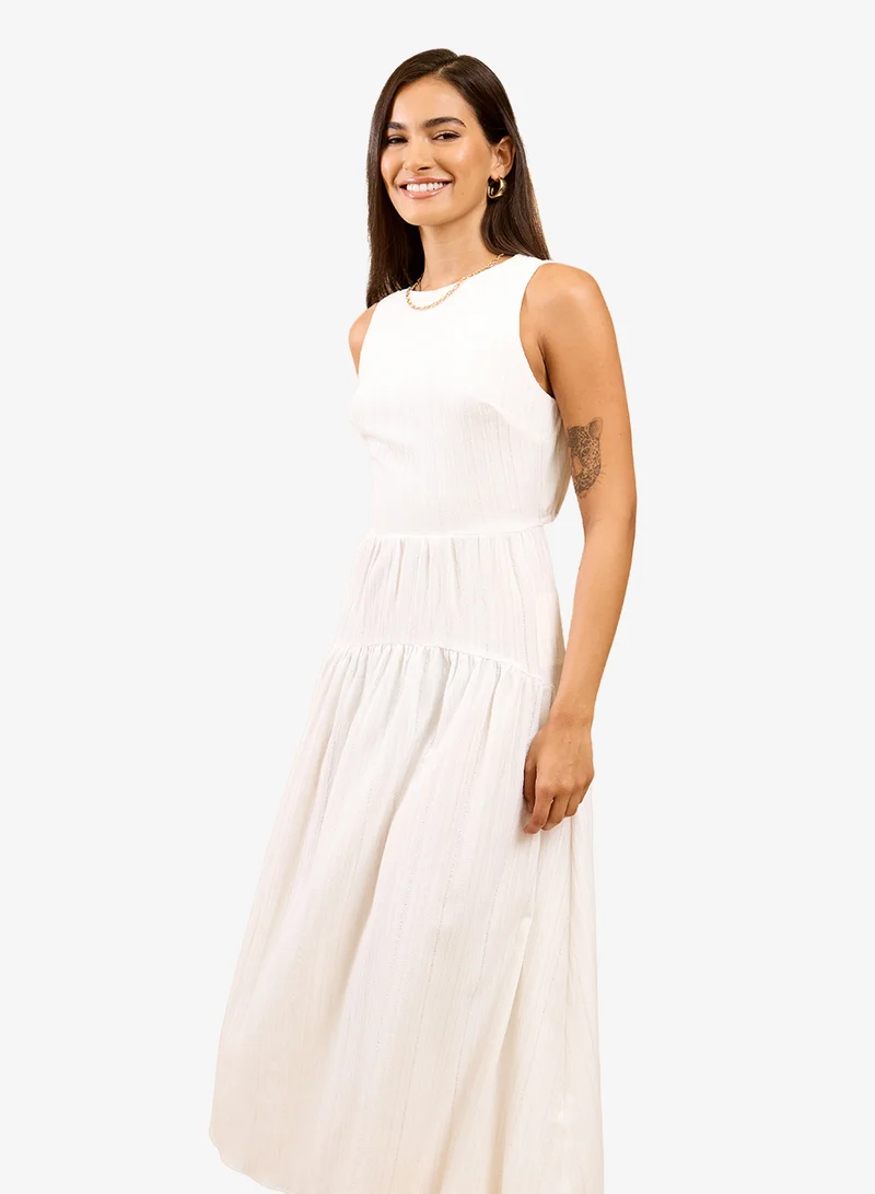 Little Mistress  White Dropped Midi Dress for Women | Best Price UAE